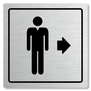 WC muži vpravo, 100x100mm, stříbrná, Arizona